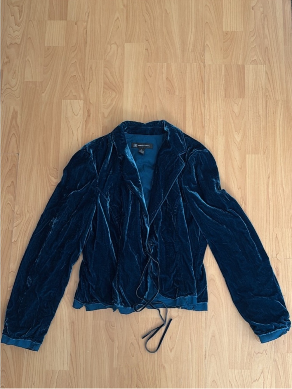 INC International Concepts Velvet Open-Front Jacket in Teal Blue